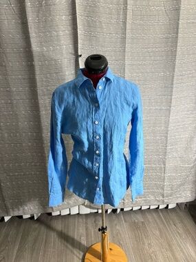 J. Crew Men's Sky Blue Linen Button-Down Shirt